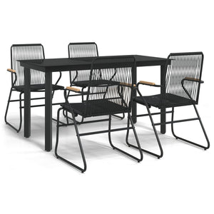 Set da Pranzo da Giardino 5 pz Nero in Rattan PVCcod mxl 97543