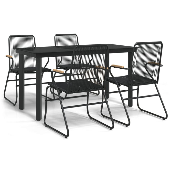 Set da Pranzo da Giardino 5 pz Nero in Rattan PVCcod mxl 97543