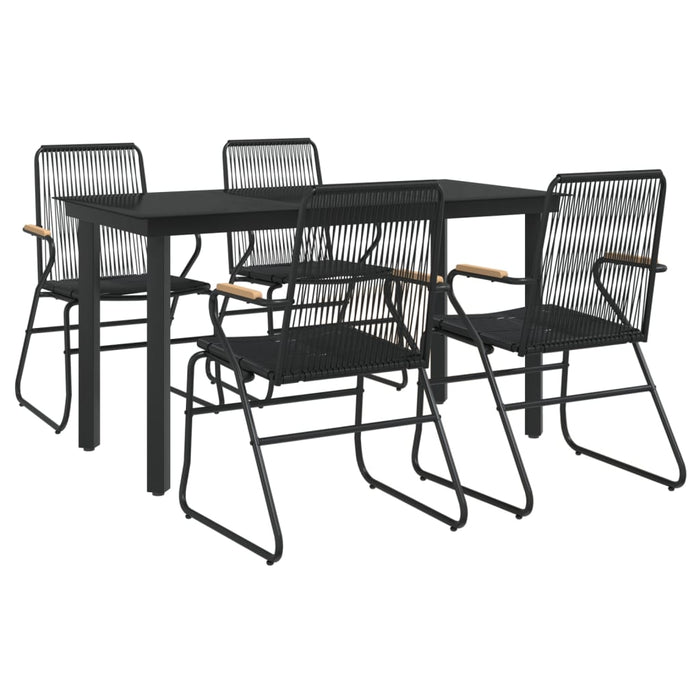 Set da Pranzo da Giardino 5 pz Nero in Rattan PVCcod mxl 97543