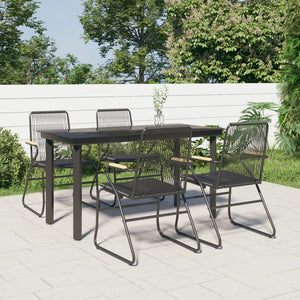 Set da Pranzo da Giardino 5 pz Nero in Rattan PVCcod mxl 97543