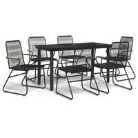 Set da Pranzo da Giardino 7 pz Nero in Rattan PVC 3099212