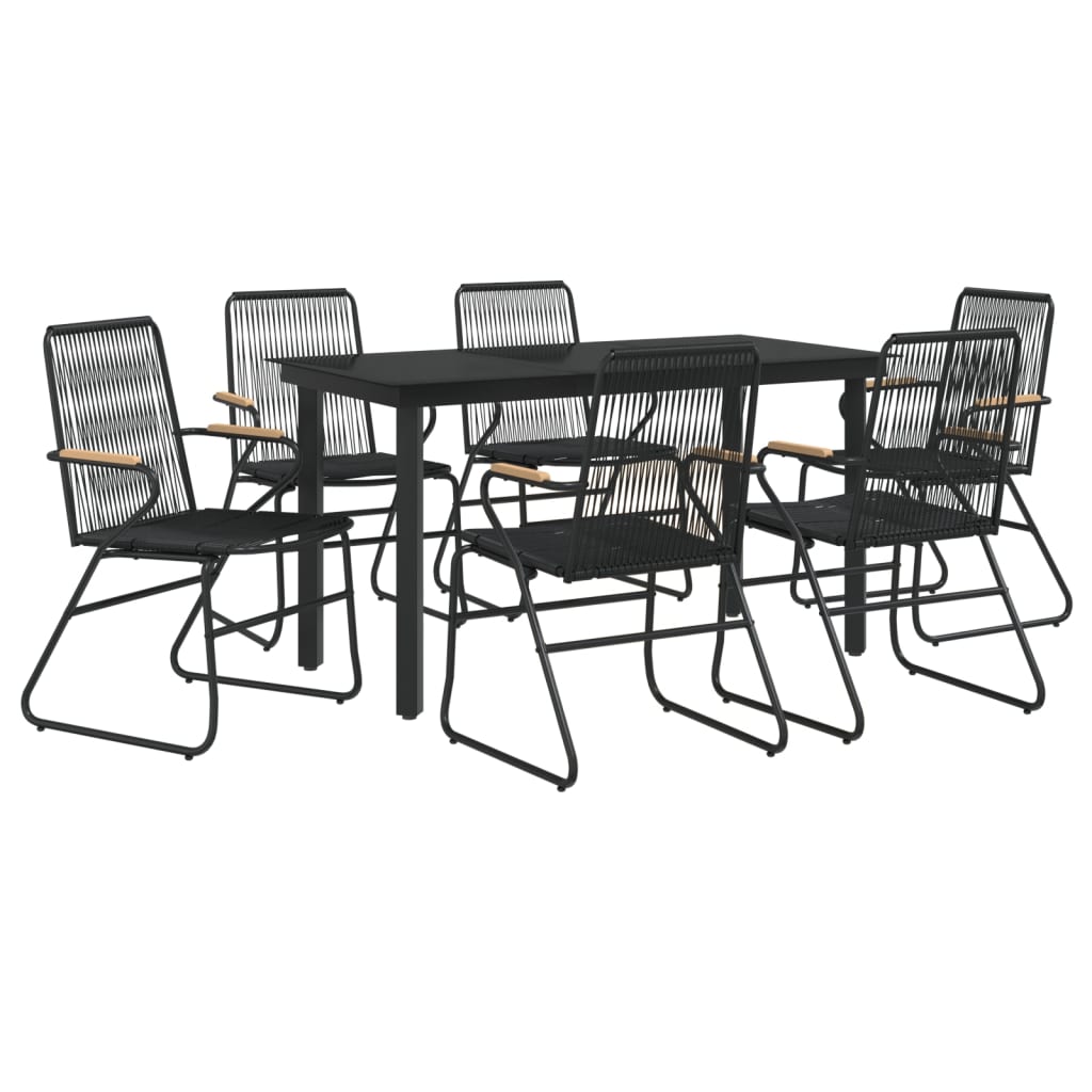 Set da Pranzo da Giardino 7 pz Nero in Rattan PVC 3099212