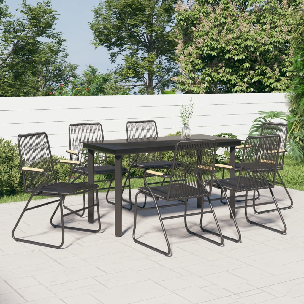 Set da Pranzo da Giardino 7 pz Nero in Rattan PVC 3099212