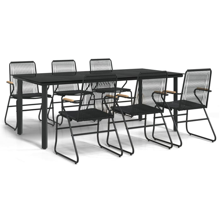 Set da Pranzo da Giardino 7 pz Nero in Rattan PVCcod mxl 97545