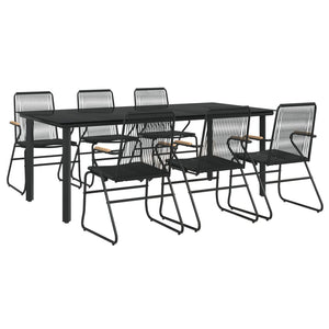 Set da Pranzo da Giardino 7 pz Nero in Rattan PVCcod mxl 97545