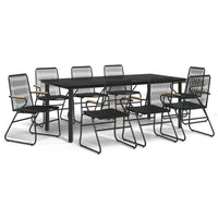 Set da Pranzo da Giardino 9 pz Nero in Rattan PVCcod mxl 121467