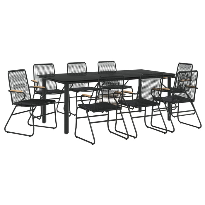 Set da Pranzo da Giardino 9 pz Nero in Rattan PVCcod mxl 121467