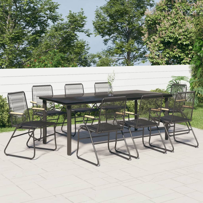 Set da Pranzo da Giardino 9 pz Nero in Rattan PVCcod mxl 121467