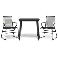 Set da Pranzo da Giardino 3 pz Nero in Rattan PVC 3099215