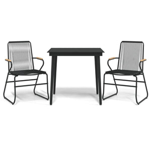 Set da Pranzo da Giardino 3 pz Nero in Rattan PVC 3099215