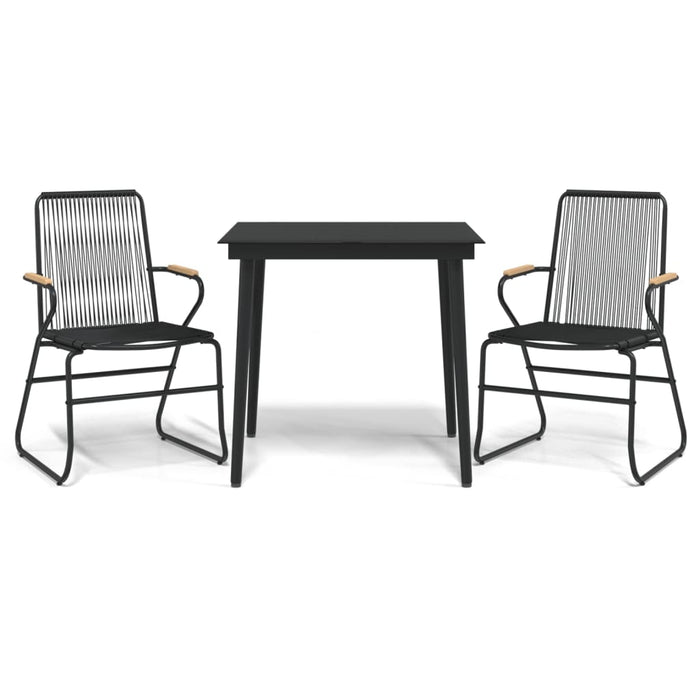 Set da Pranzo da Giardino 3 pz Nero in Rattan PVC 3099215