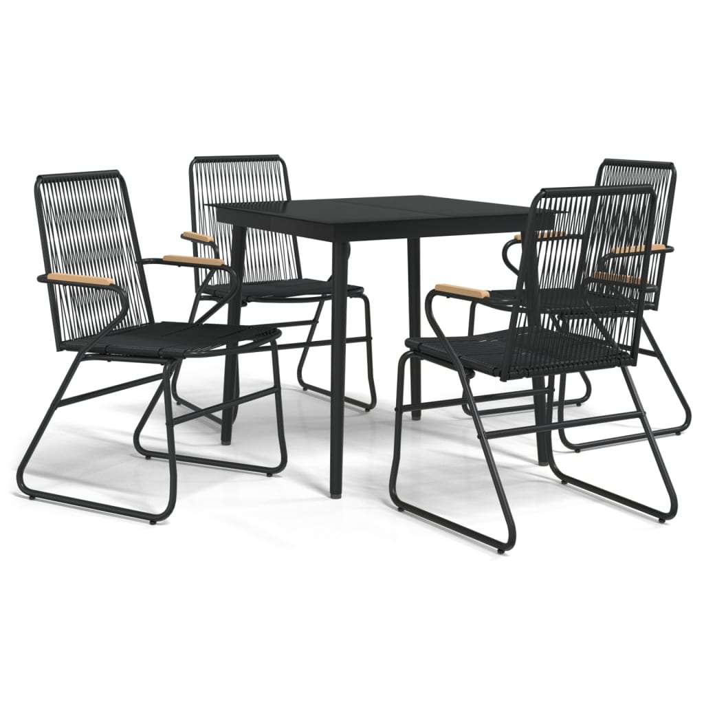 Set da Pranzo da Giardino 5 pz Nero in Rattan PVC 3099216