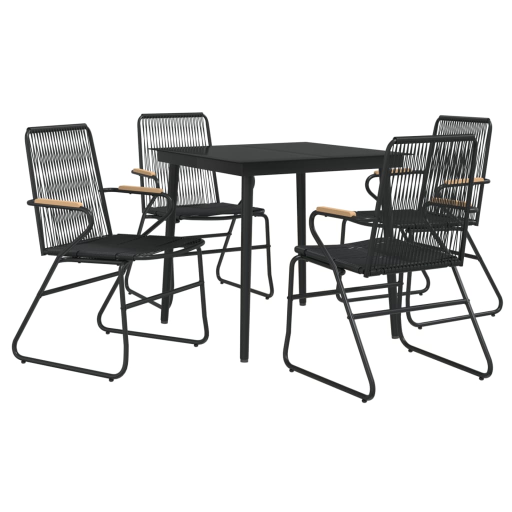 Set da Pranzo da Giardino 5 pz Nero in Rattan PVC 3099216