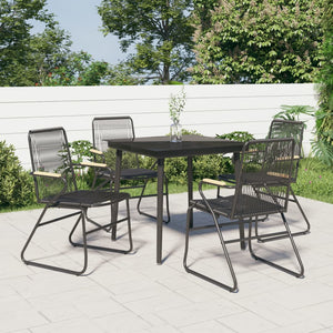 Set da Pranzo da Giardino 5 pz Nero in Rattan PVC 3099216