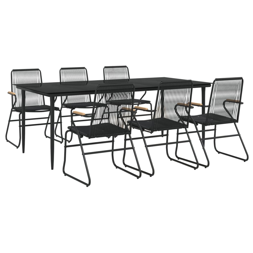 Set da Pranzo da Giardino 7 pz Nero in Rattan PVC 3099219