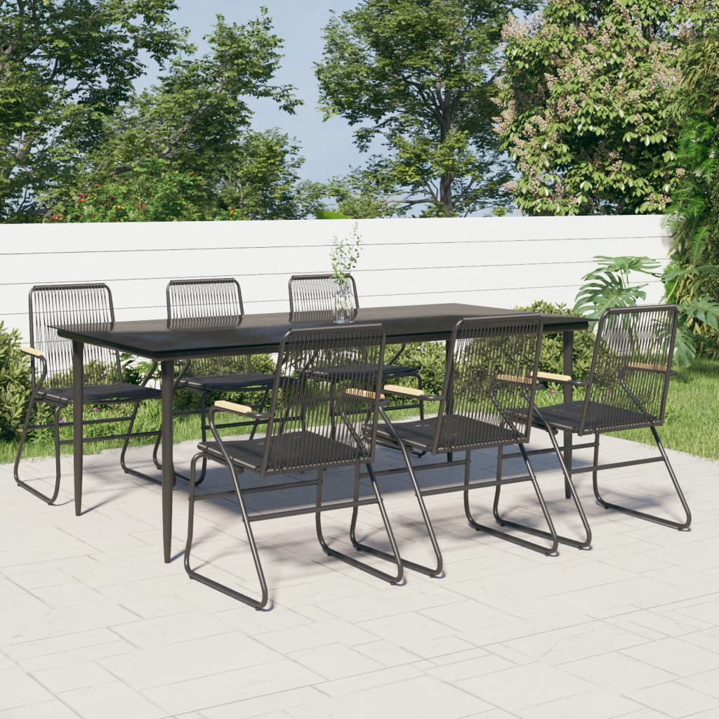 Set da Pranzo da Giardino 7 pz Nero in Rattan PVC 3099219