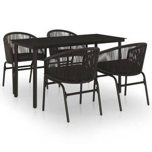 Set da Pranzo per Giardino 5 pz Nero 3099223