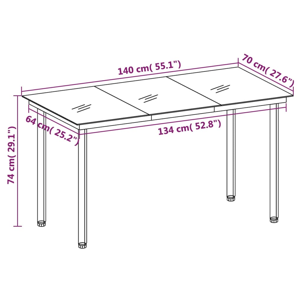 Set da Pranzo per Giardino 5 pz Nero 3099223