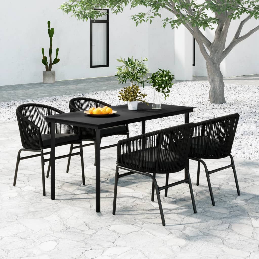 Set da Pranzo per Giardino 5 pz Nero 3099223