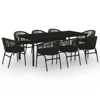 Set Mobili da Pranzo da Giardino 9 pz con Cuscini Nero cod mxl 38725