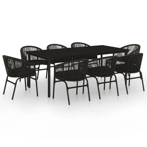 Set Mobili da Pranzo da Giardino 9 pz con Cuscini Nero 3099226