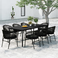 Set Mobili da Pranzo da Giardino 9 pz con Cuscini Nero 3099226