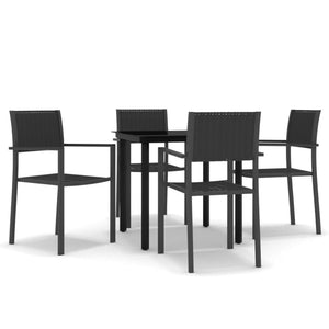 Set Mobili da Pranzo per Giardino 5 pz Nero