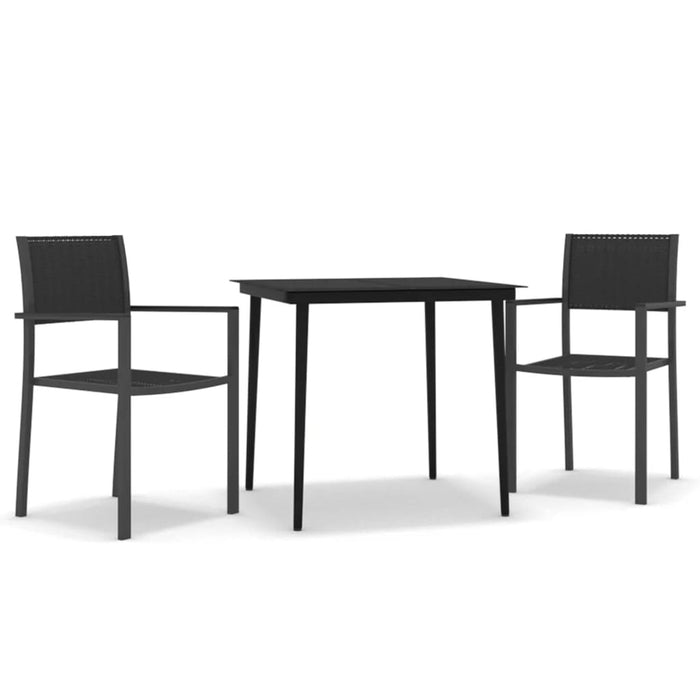 Set Mobili da Pranzo per Giardino 3 pz Nero cod mxl 46957