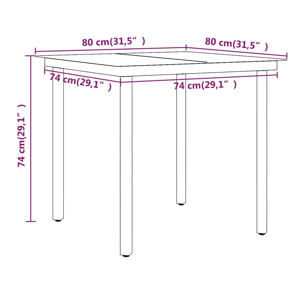 Set da Pranzo per Giardino 3 pz con Cuscini Nero cod mxl 39825