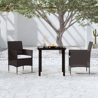 Set da Pranzo per Giardino 3 pz con Cuscini Nero cod mxl 39825