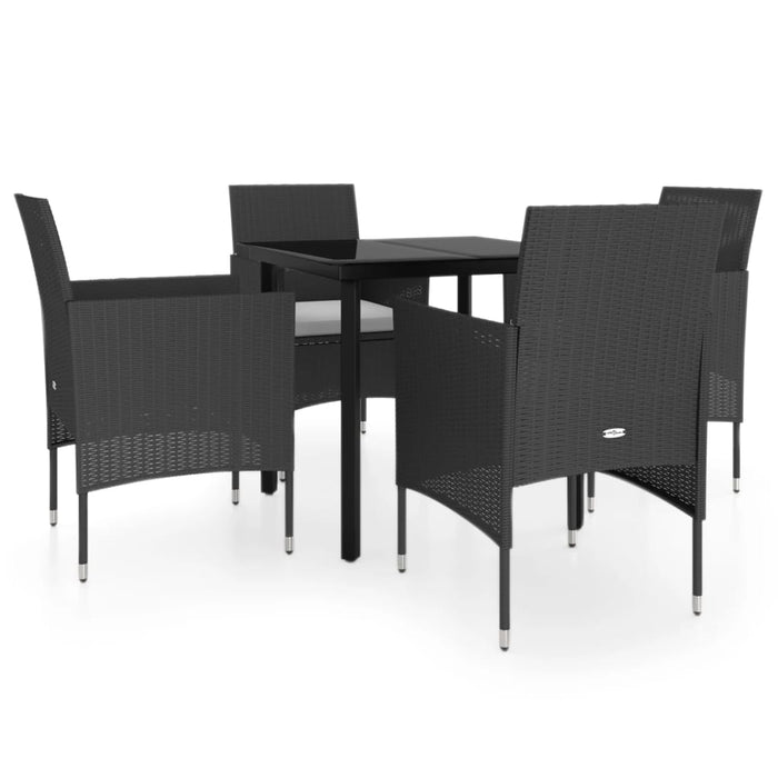 Set da Pranzo da Giardino 5 pz con Cuscini Nero cod mxl 39849