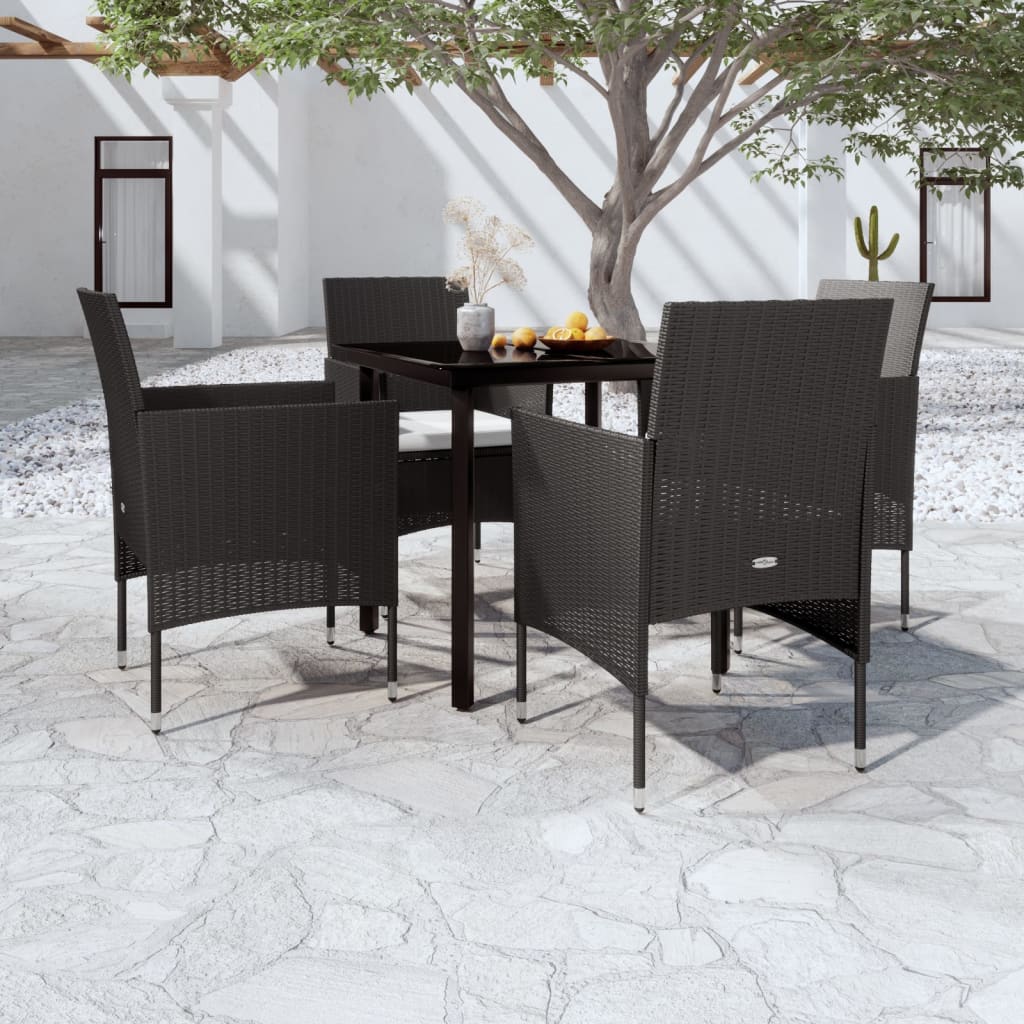 Set da Pranzo da Giardino 5 pz con Cuscini Nero cod mxl 39849