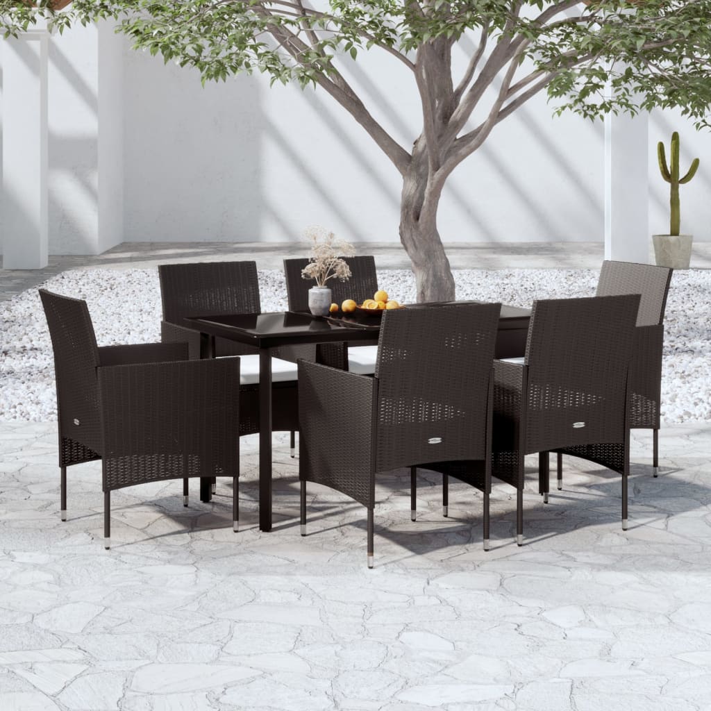 Set da Pranzo da Giardino 7 pz con Cuscini Nero 3099284