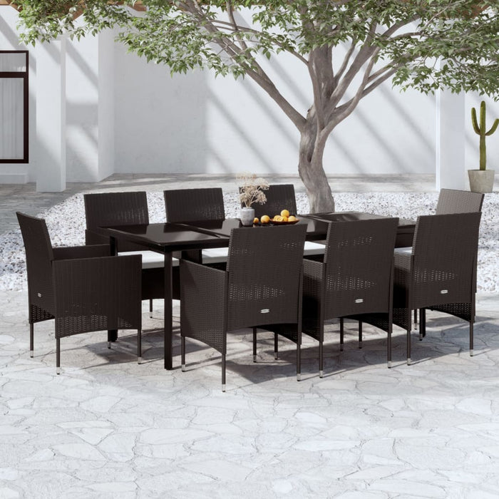 Set da Pranzo per Giardino 9 pz con Cuscini Nero 3099286