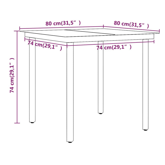 Set da Pranzo per Giardino 3 pz con Cuscini Grigio e Nero cod mxl 39855