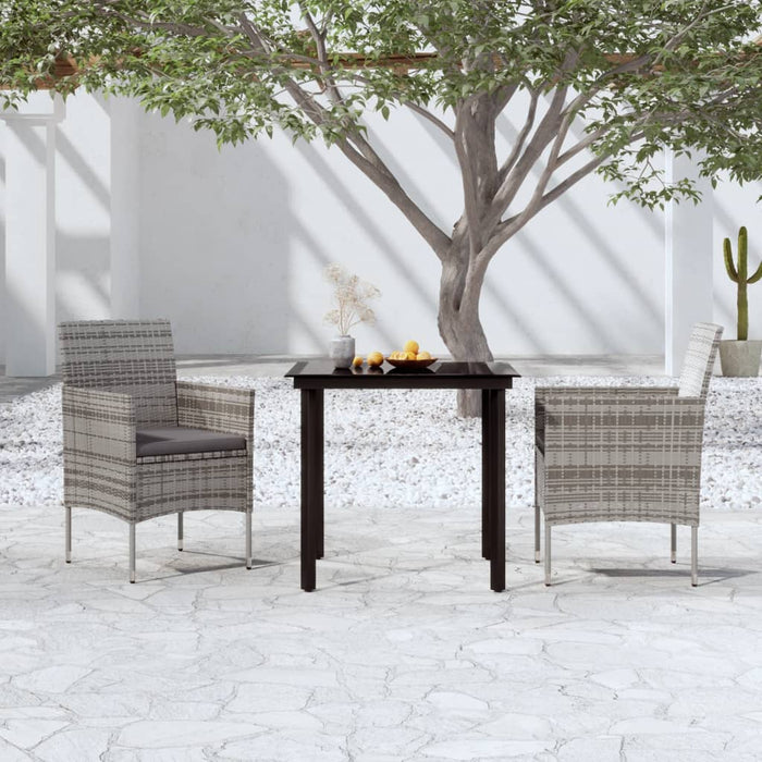 Set da Pranzo per Giardino 3 pz con Cuscini Grigio e Nero cod mxl 39855