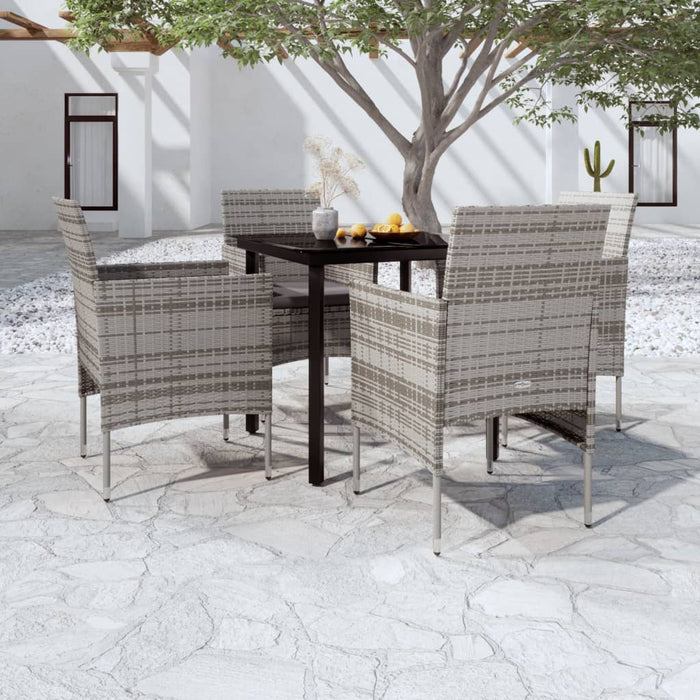 Set da Pranzo per Giardino 5 pz con Cuscini Grigio e Nero cod mxl 43967