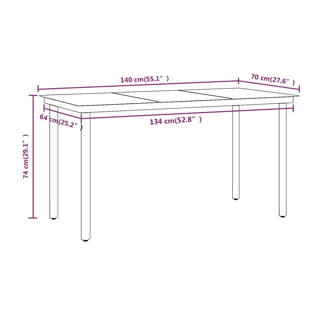 Set da Pranzo da Giardino 7 pz con Cuscini Grigio e Nero cod mxl 41478