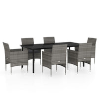 Set da Pranzo da Giardino 7 pz con Cuscini Grigio e Nero cod mxl 43801