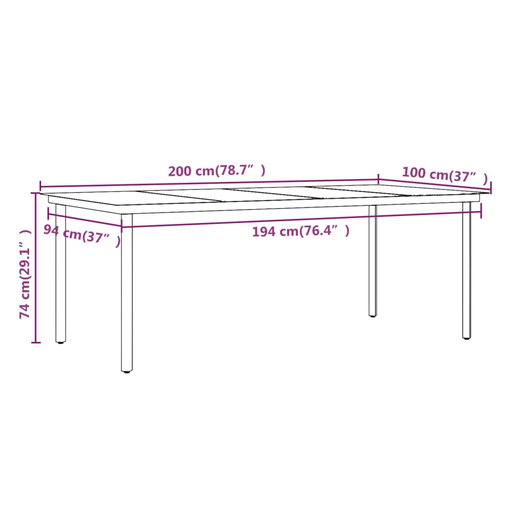 Set da Pranzo da Giardino 7 pz con Cuscini Grigio e Nero cod mxl 43801