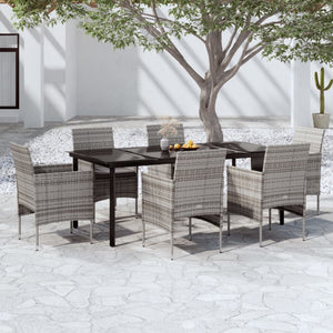 Set da Pranzo da Giardino 7 pz con Cuscini Grigio e Nero cod mxl 43801