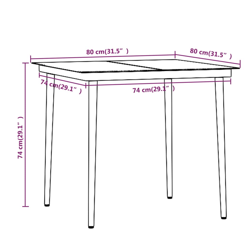 Set da Pranzo per Giardino 3 pz con Cuscini Nero 3099305