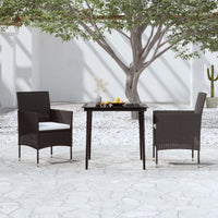 Set da Pranzo da Giardino 3 pz con Cuscini Nero 3099305