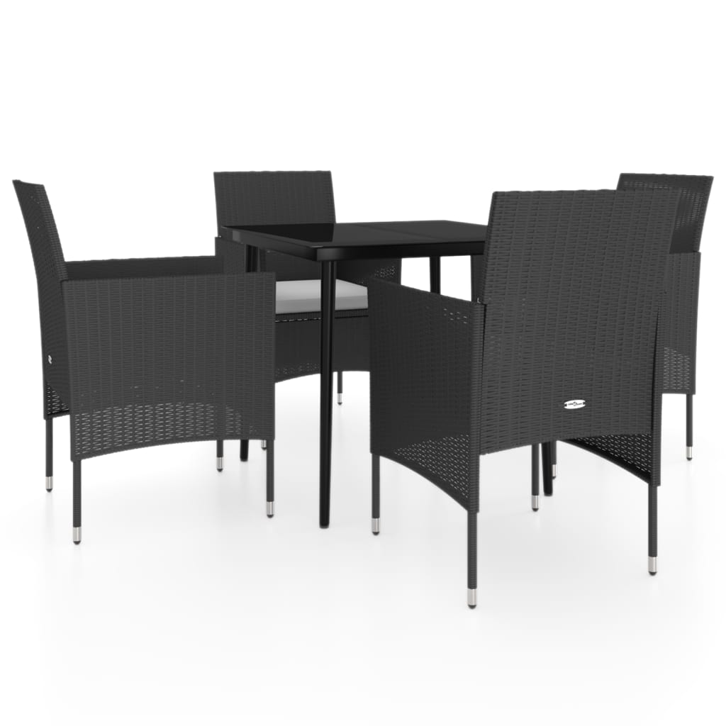 Set da Pranzo da Giardino 5 pz con Cuscini Nero 3099306