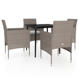 Set da Pranzo da Giardino 5 pz con Cuscini Beige e Nero 3099318