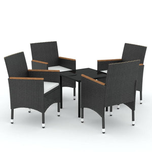 Set da Pranzo da Giardino 5 pz con Cuscini Nero cod mxl 39838