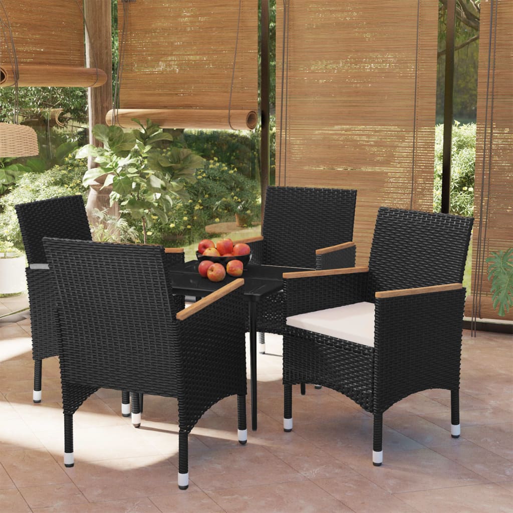 Set da Pranzo da Giardino 5 pz con Cuscini Nero cod mxl 39838