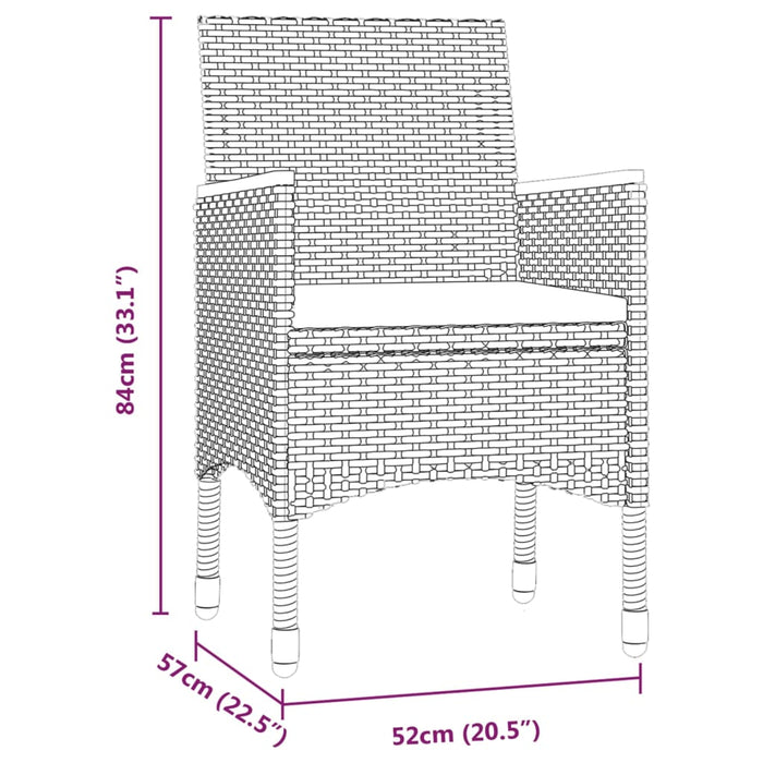 Set da Pranzo da Giardino 5 pz con Cuscini Nero cod mxl 42239