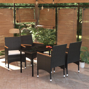 Set da Pranzo da Giardino 5 pz con Cuscini Nero cod mxl 42239