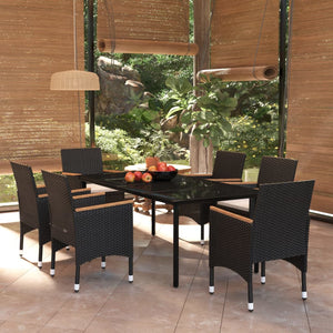 Set da Pranzo da Giardino 7 pz con Cuscini Nero cod mxl 39123